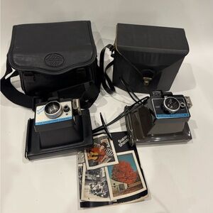Vintage 1969 and 1975 Polaroid Cameras. Original Manual and Bag Included
